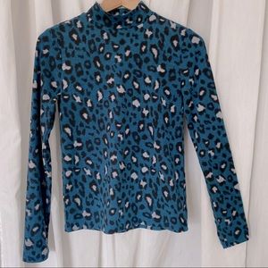 F21 leopard print mock neck top